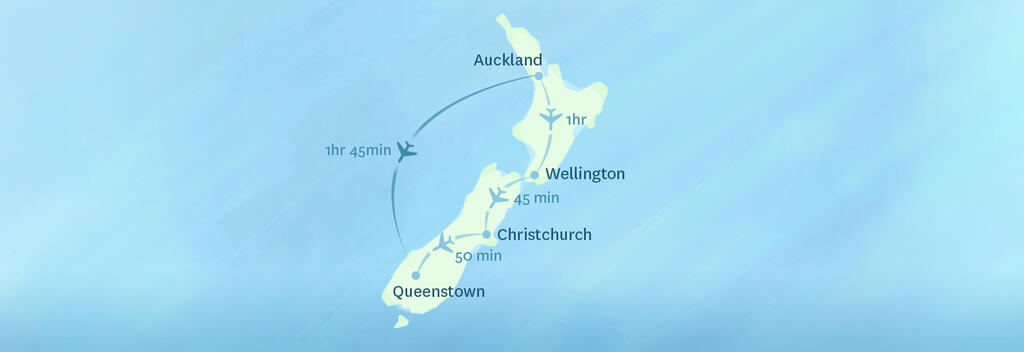 Domestic flights within New Zealand are all under 2 hours, making them a quick way to see the various parts of the country.