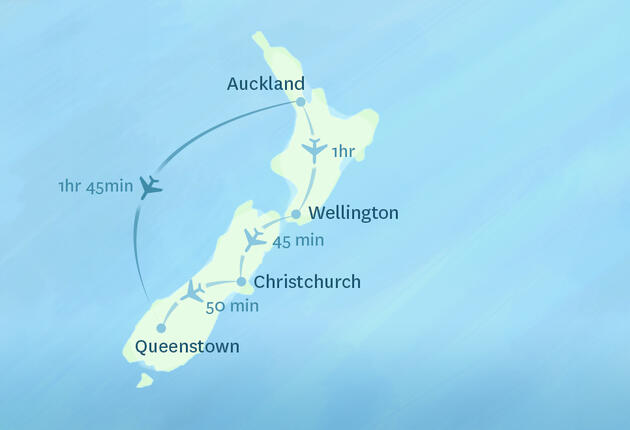 Flüge innerhalb von Neuseeland sind einfach zu organisieren und preisgünstig. Inlandsflüge sind eine beliebte Wahl zur schnellen Fortbewegung von A nach B.