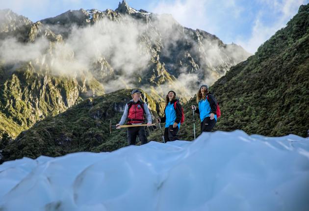 新西兰境内有许多令人叹为观止的冰川，其中大部分位于南岛南阿尔卑斯山脉的主分水岭附近。