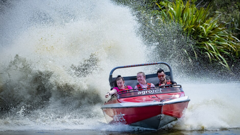 Ride furiously fast on our Agrojet - Fastest commercial jet sprint boat in NZ - Rotorua.